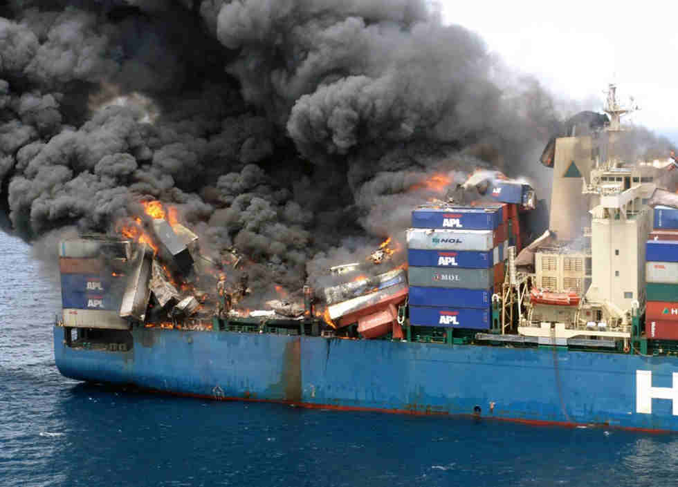 Shipping container fire